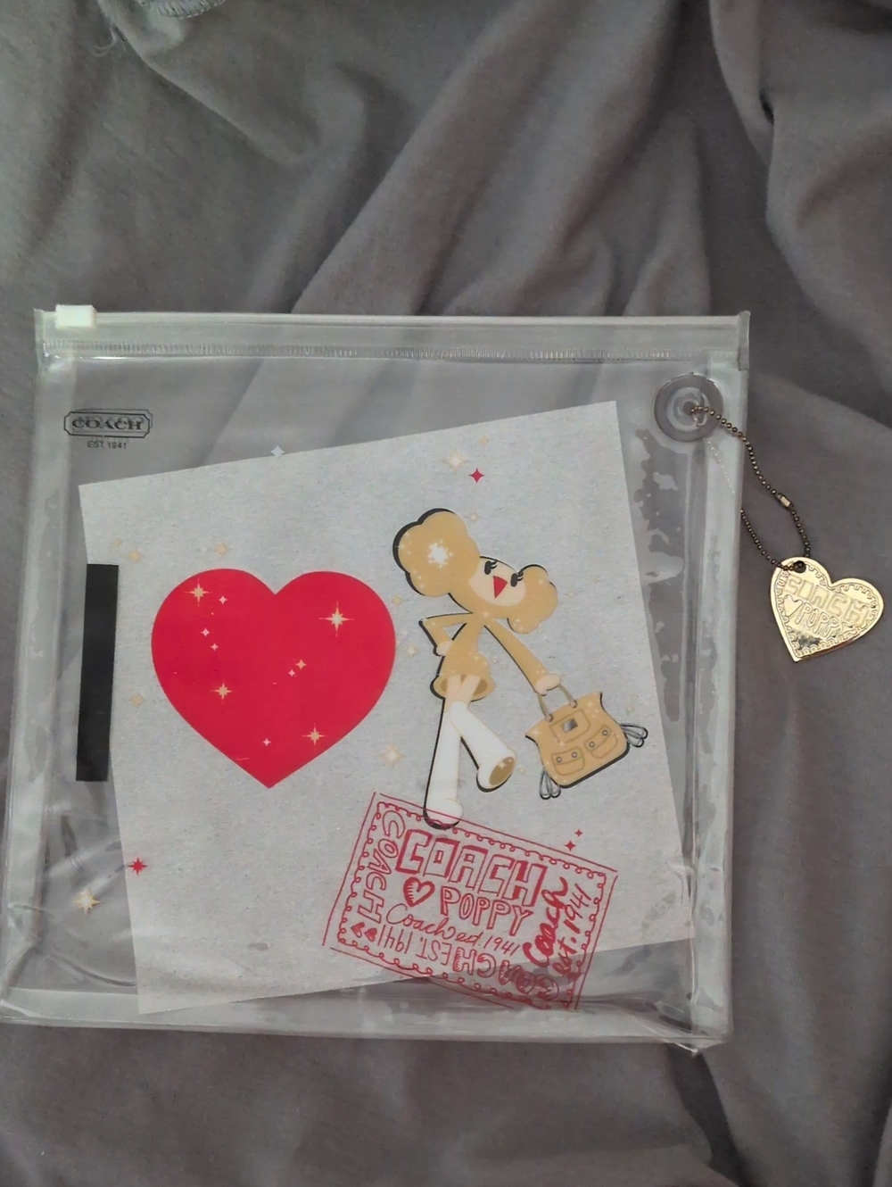 Coach Poppy Chan Pouch with Gold Charm